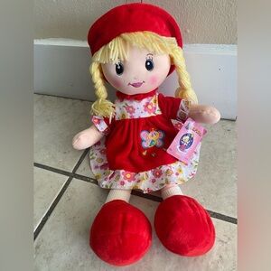 Charming Red Doll with Blonde Braids